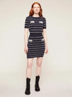 Gonna A Tubino In Maglia Ricamata