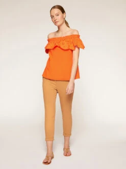 Top Off-shoulders Con Balza In Sangallo