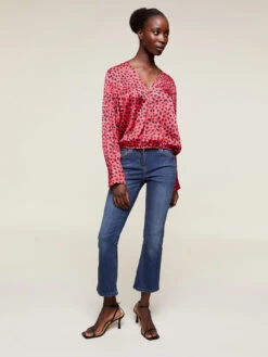 Blusa Corta Con Incrocio Fantasia Maculata