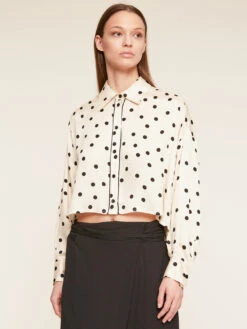 Camicia Corta In Raso Fantasia A Pois