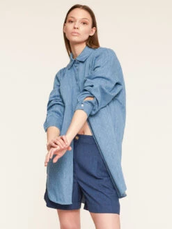 Camicia Over Effetto Denim Con Strass -TraumKleid Verkäufe 5287W000116N034 08I high res