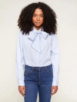 Camicia A Righe Con Fiocco