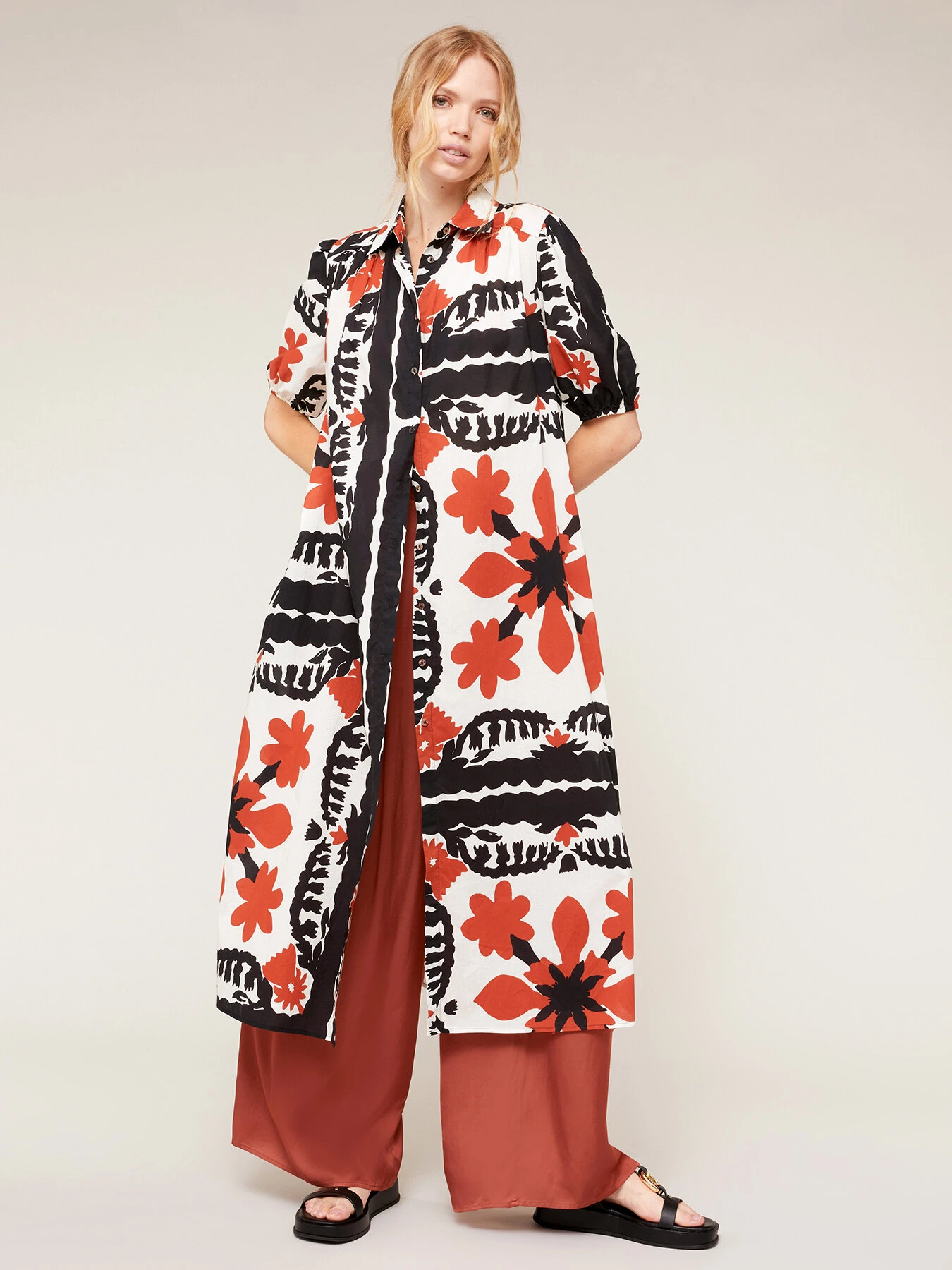 Vestito Chemisier Over Fantasia Floreale 3 Vestito Chemisier Over Fantasia Floreale