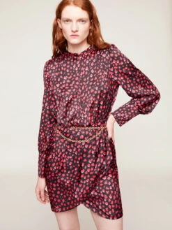 Vestito Corto In Raso Fantasia Maculata