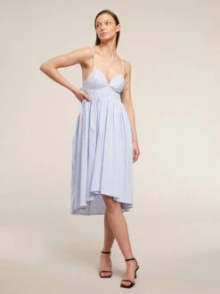 Vestito Midi Estivo In Popeline A Righe