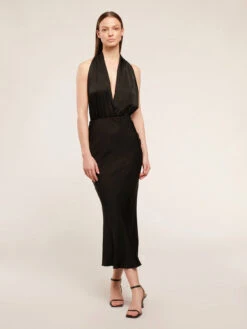 Vestito Lungo In Raso Di Viscosa