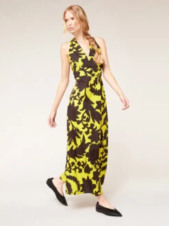 Vestito Lungo Con Scollo Posteriore In Fantasia