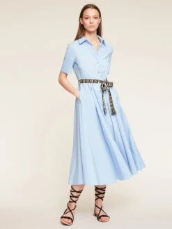 Vestito Chemisier Con Cintura In Gros Grain