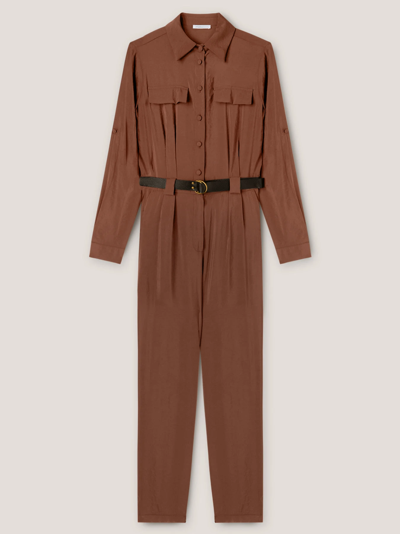 Tuta Lunga Satin Con Tasche Misto Modal 6 Tuta Lunga Satin Con Tasche Misto Modal – Bild 4