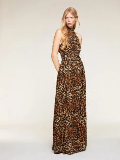 Vestito Lungo In Viscosa Stampa Etnica