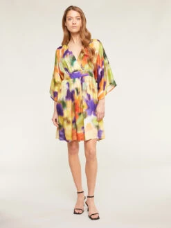 Vestito Corto A Kimono Fantasia Floreale