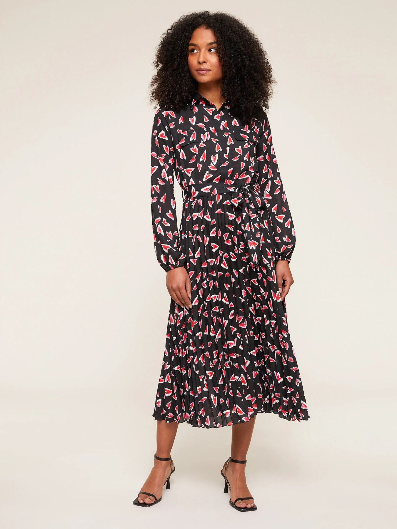 Vestito Midi In Georgette Fantasia Cuori