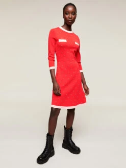 Vestito In Maglia E Ricamo Di Pietre