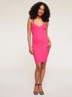 Vestito Corto In Maglia A Coste