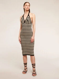 Vestito In Maglia Effetto Crochet