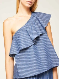 Top Monospalla Effetto Denim Gessato -TraumKleid Verkäufe D141W000086N0Z4 06I high res