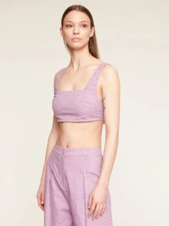 Top Corto Brassiere In Cotone Lino