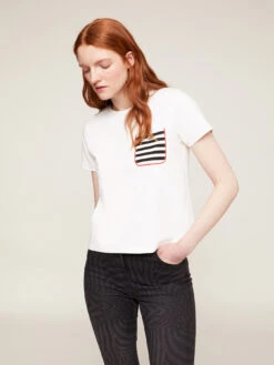 T-shirt Boxy Con Tasca A Righe