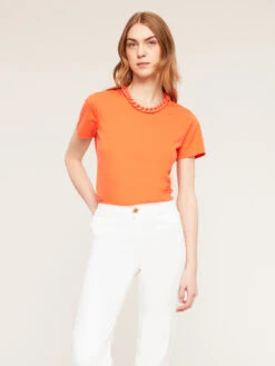 T-shirt In Cotone Con Collana