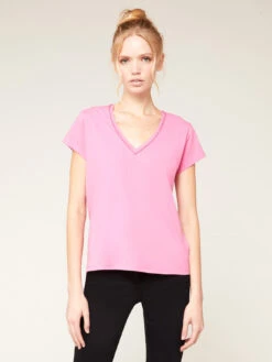 T-shirt In Cotone Con Ricamo Di Pietre