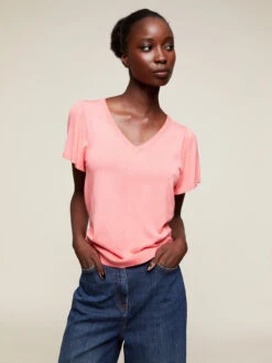 T-shirt In Maglia Maniche Corte Con Fiocco