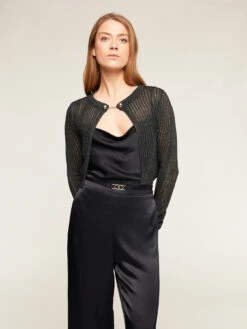 Cardigan Corto In Maglia Lurex A Coste -TraumKleid Verkäufe M931W002895N033 08I high res