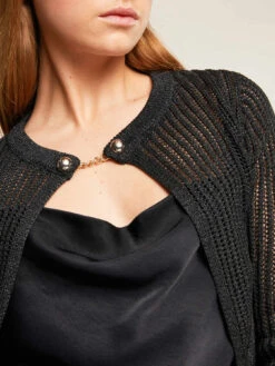 Cardigan Corto In Maglia Lurex A Coste -TraumKleid Verkäufe M931W002895N033 11I high res