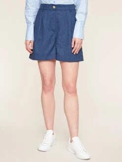 Shorts Con Pieghe In Tela