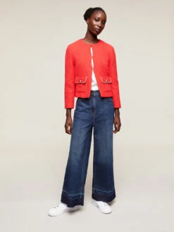 Giacca Corta In Tweed Con Tasche