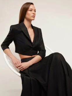 Giacca Spencer In Lino Viscosa