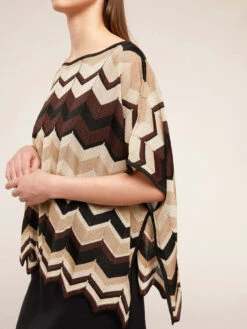Poncho In Maglia Lurex Fantasia Chevron -TraumKleid Verkäufe S907E002718N0V2 06I high res